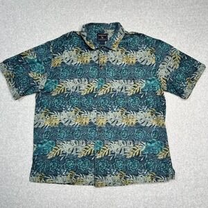 Vintage Woolrich Shirt Men's L Shirt Sleeve Button Up Tropical Hawaiian Blue